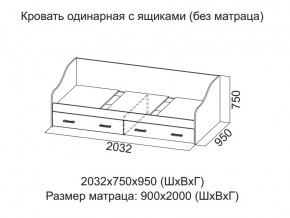 Кровать одинарная с ящиками (Без матраца 0,9*2,0) в Кушве - kushva.магазин96.com | фото